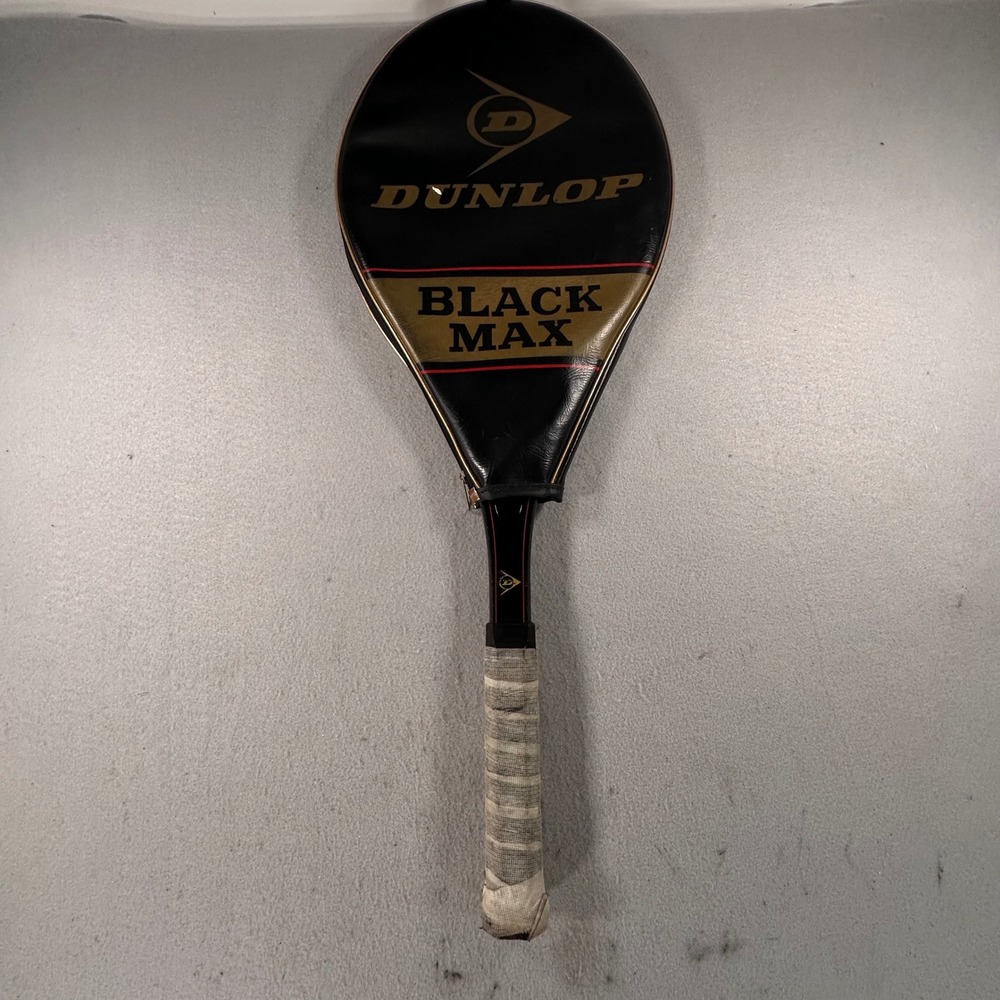 Vintage Dunlop Black Max Tennis Racquet Graphite Glass Composite Cover 4 & 1/2